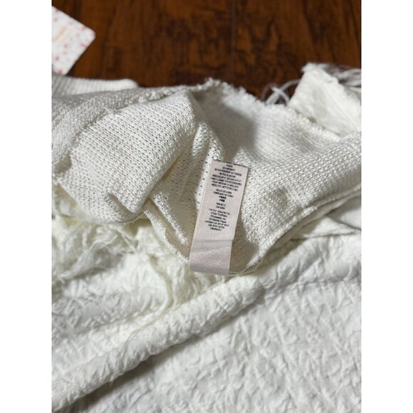 NEW Free People M Ivory Textured Fringe Knit Tank Top Sweater Boho Chic Design - Picture 11 of 15